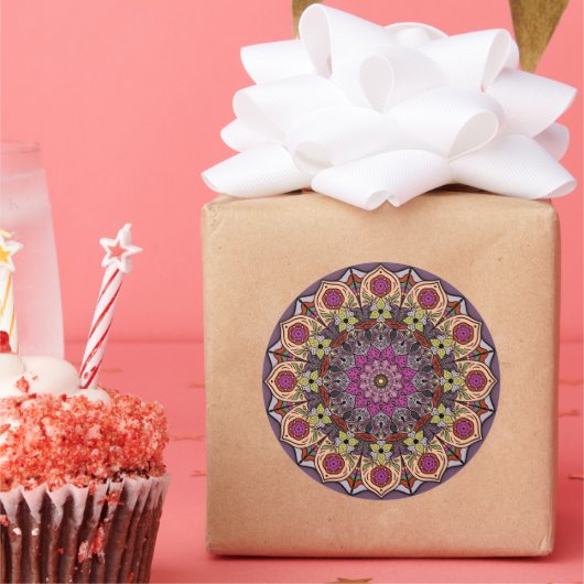 マンダラオータムリーフ12花びらムーヴブラウン ラウンドシール (パーティー)