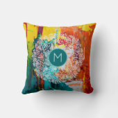 マンダラカラフルとモノグラムを使った抽象芸術アート クッション (裏面)