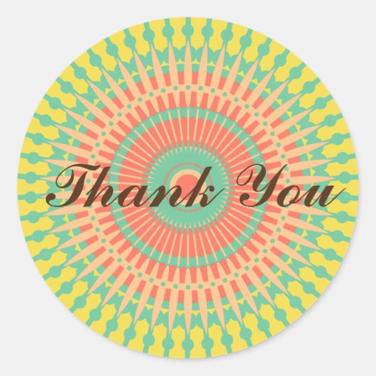 マンダラカラフルインディアンモロッカーンサンキュー ラウンドシール (正面)