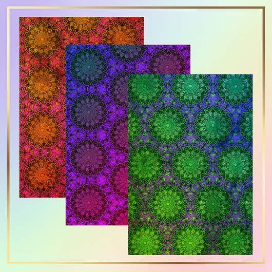 マンダラカラフルシームレスパターン ラッピングペーパーシート