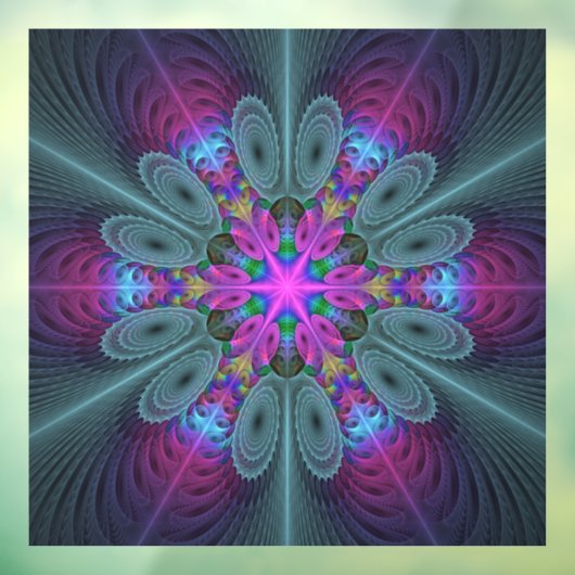 マンダラカラフルスピリチュアルフラクタルアートとピンク ウィンドウサイン (シート3)