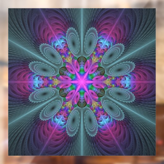 マンダラカラフルスピリチュアルフラクタルアートとピンク ウィンドウサイン (シート2)