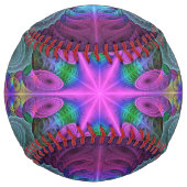 マンダラカラフルスピリチュアルフラクタルアートとピンク ソフトボール (裏面)