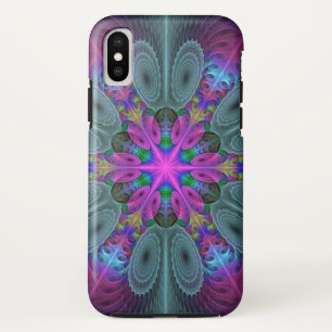 マンダラカラフルスピリチュアルフラクタルアートとピンク iPhone XSケース