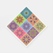 マンダラカラフルタイル模様 – Boho Geometric スタンダードランチョンナプキン (角)