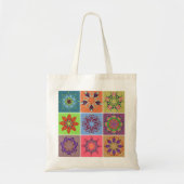 マンダラカラフルタイル模様 – Boho Geometric トートバッグ (正面)