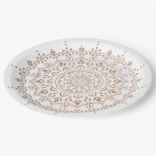 マンダラカラフルフラワーデザイン ペーパープレート (アングル)