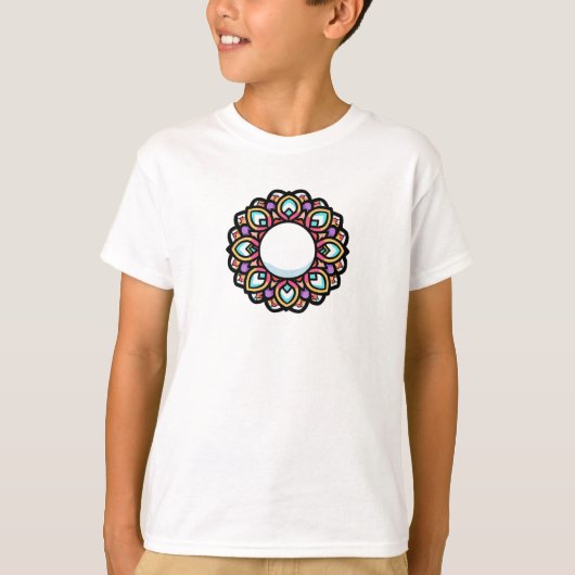 マンダラカラフルフラワーデザイン Tシャツ (正面)
