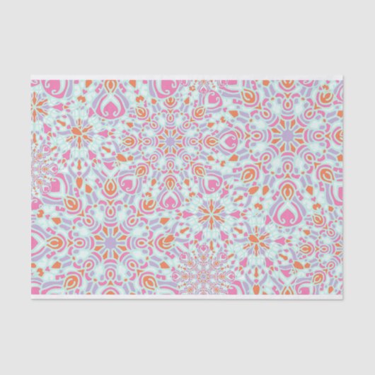 マンダラカラフルフラワー冬の雪片パターン 薄葉紙 (正面)