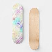 マンダラカラフルフローラホワイト スケートボード (正面)