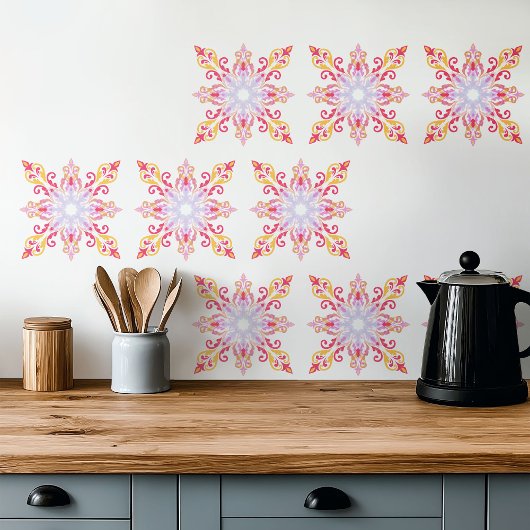 マンダラカラフルフローラルパターン タイル