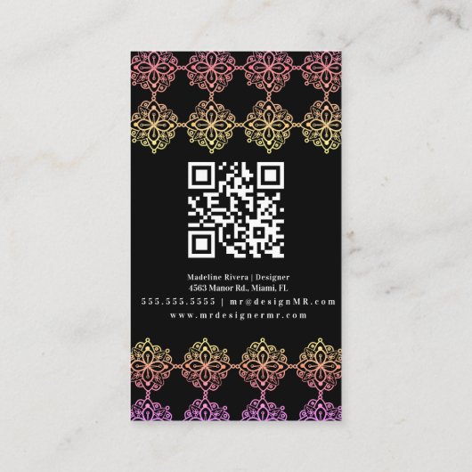 マンダラカラフルヘンナアーティストヨガマクラメ 名刺 (裏面)