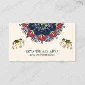 マンダラカラフルボリウッドスタイルゾウインディアン 名刺 (正面)