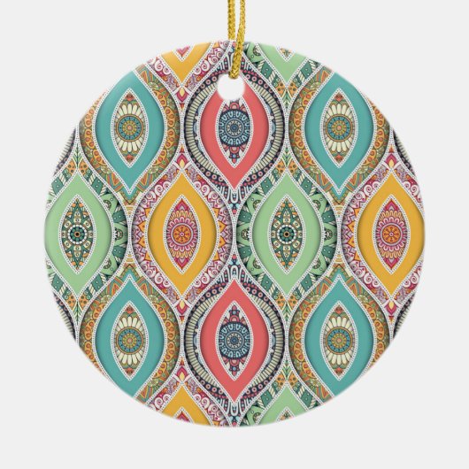 マンダラカラフルモロッコ民族パターン セラミックオーナメント (正面)