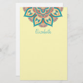 マンダラカラフルモロッコ民族パターン 便箋 (正面/裏面)