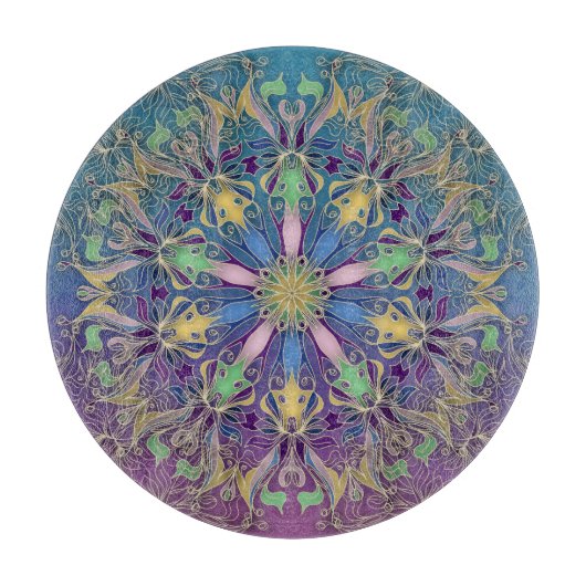 マンダラカラフルラウンド切削ボード カッティングボード (正面)