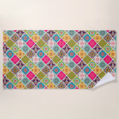 マンダラカラフルロッコアートビーチスタイル ビーチタオル (正面)