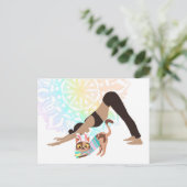 マンダラカラフルーイースターヨガガガールアンドキャット シーズンポストカード (スタンド正面)