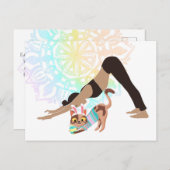 マンダラカラフルーイースターヨガガガールアンドキャット シーズンポストカード (正面/裏面)