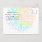 マンダラカラフルーイースターヨガガガールアンドキャット シーズンポストカード (裏面)