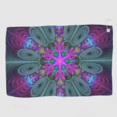 マンダラカラフルー打撃フラクタルアート万華鏡のように千変万化するパターン ゴルフタオル (横)