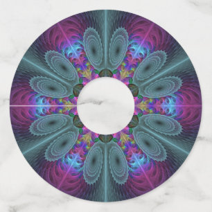 マンダラカラフルー打撃フラクタルアート万華鏡のように千変万化するパターン ワイングラスタグ