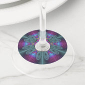 マンダラカラフルー打撃フラクタルアート万華鏡のように千変万化するパターン ワイングラスタグ (クローズアップ)