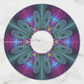 マンダラカラフルー打撃フラクタルアート万華鏡のように千変万化するパターン ワイングラスタグ (裏面)