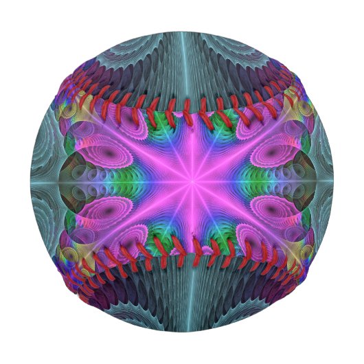 マンダラカラフルー打撃フラクタルアート万華鏡のように千変万化するパターン 野球ボール (正面)