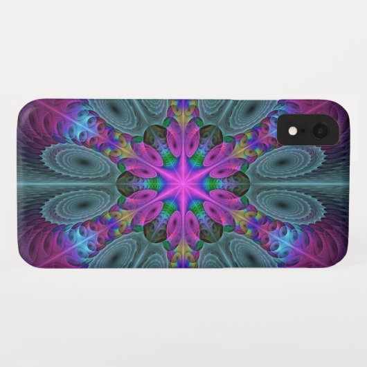 マンダラカラフルー打撃フラクタルアート万華鏡のように千変万化するパターン Case-Mate iPhoneケース (裏面(横))