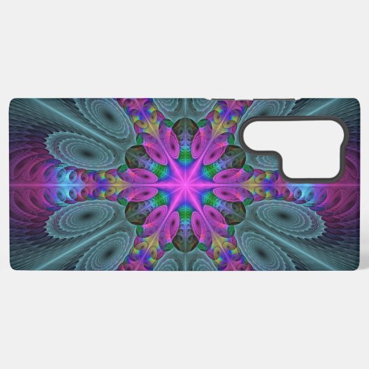 マンダラカラフルー打撃フラクタルアート万華鏡のように千変万化するパターン SAMSUNG GALAXYケース (裏面横)