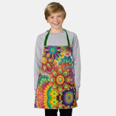 マンダラカラフル抽象芸術 エプロン (着用した状態)