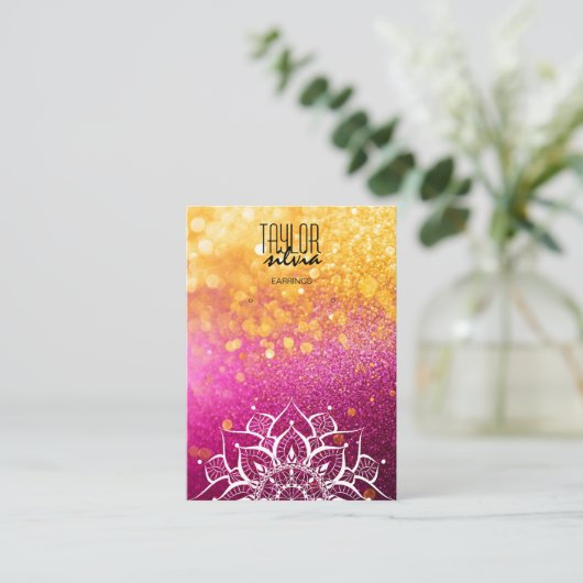 マンダラカラフル紙イヤリング表示カード 名刺 (スタンド正面)