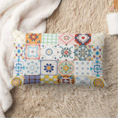 マンダラカラフル/モロッコタイル腰枕 ランバークッション (ブランケット)