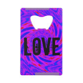 マンダラカラーピンクブルー – ラブ – 万華鏡のように千変万化するパターンRMDESIGN クレジットカード栓抜き (正面)