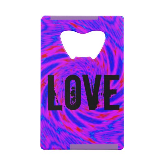 マンダラカラーピンクブルー – ラブ – 万華鏡のように千変万化するパターンRMDESIGN クレジットカード栓抜き (正面)