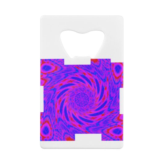 マンダラカラーピンクブルー – ラブ – 万華鏡のように千変万化するパターンRMDESIGN クレジットカード栓抜き (裏面)