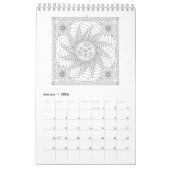マンダラカラーリングページカレンダー（白黒） カレンダー (1月 2026)