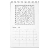 マンダラカラーリングページカレンダー（白黒） カレンダー (2月 2026)