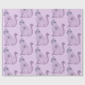 マンダラキャット光沢ラッピング紙、30 in x 6 ラッピングペーパー (フラット)