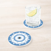 マンダラギリシャ邪悪なアイブルーホワイト コースター (側面)