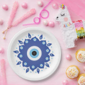 マンダラギリシャ邪悪なアイブルーホワイト ペーパープレート (パーティー)