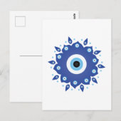 マンダラギリシャ邪悪なアイブルーホワイト ポストカード (正面/裏面)