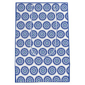 マンダラギリシャ邪悪な目のパターンブルーホワイト ミディアムペーパーバッグ (裏面)