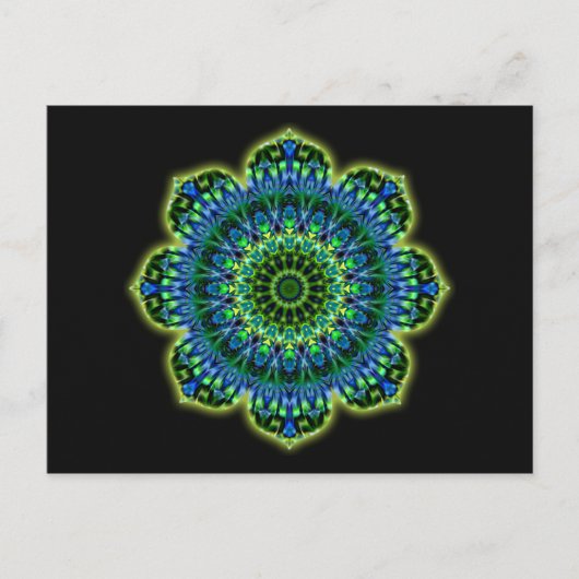 マンダラグリーンブルー |黒 ポストカード (正面)