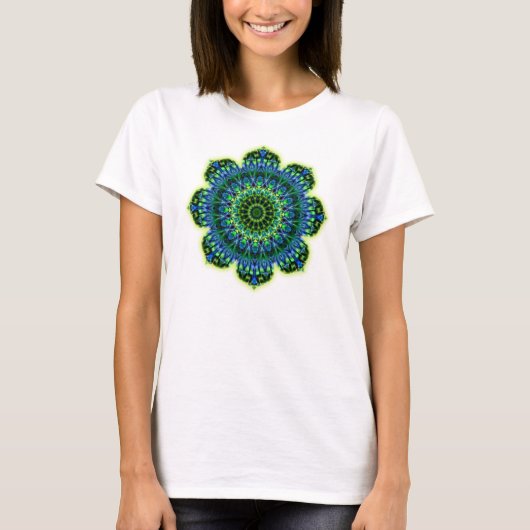 マンダラグリーンブルー Tシャツ (正面)