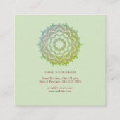 マンダラグリーンロータスフラワー金ゴールドヨガインストラクター スクエア名刺 (裏面)