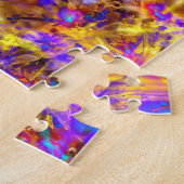 マンダラサイケデリックヒッピートリップ(幻覚体験)のようなカラースプラッシュ ジグソーパズル (側面)