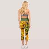 マンダラサイケデリックフラワーグリーンと黄色 カプリレギンス (裏面)