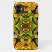 マンダラサイケデリックフラワーグリーンと黄色 Case-Mate iPhoneケース (裏面)